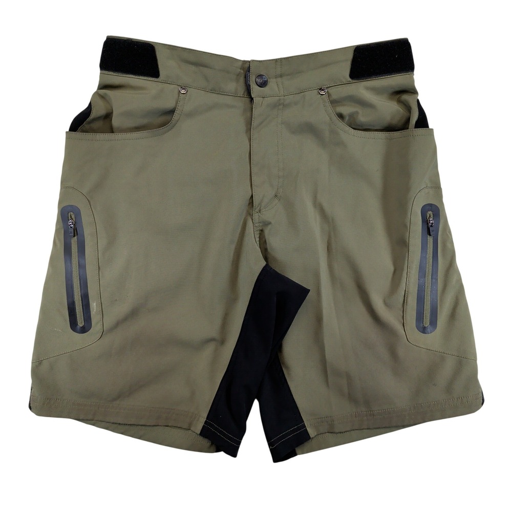 ZOIC Ether 9 Mens Mountain Bike Shorts Olive Green Black Size Medium MTB Trail